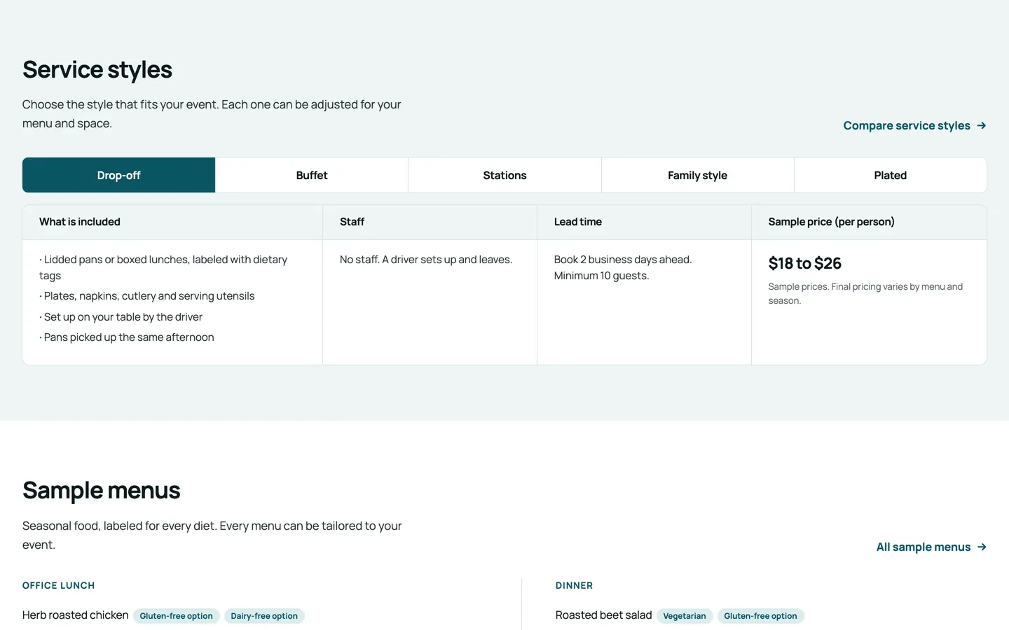 Linen: Service styles