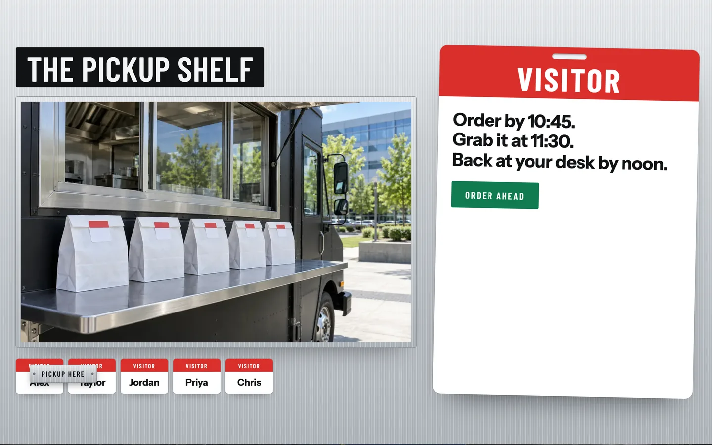 Lobby: The pickup shelf