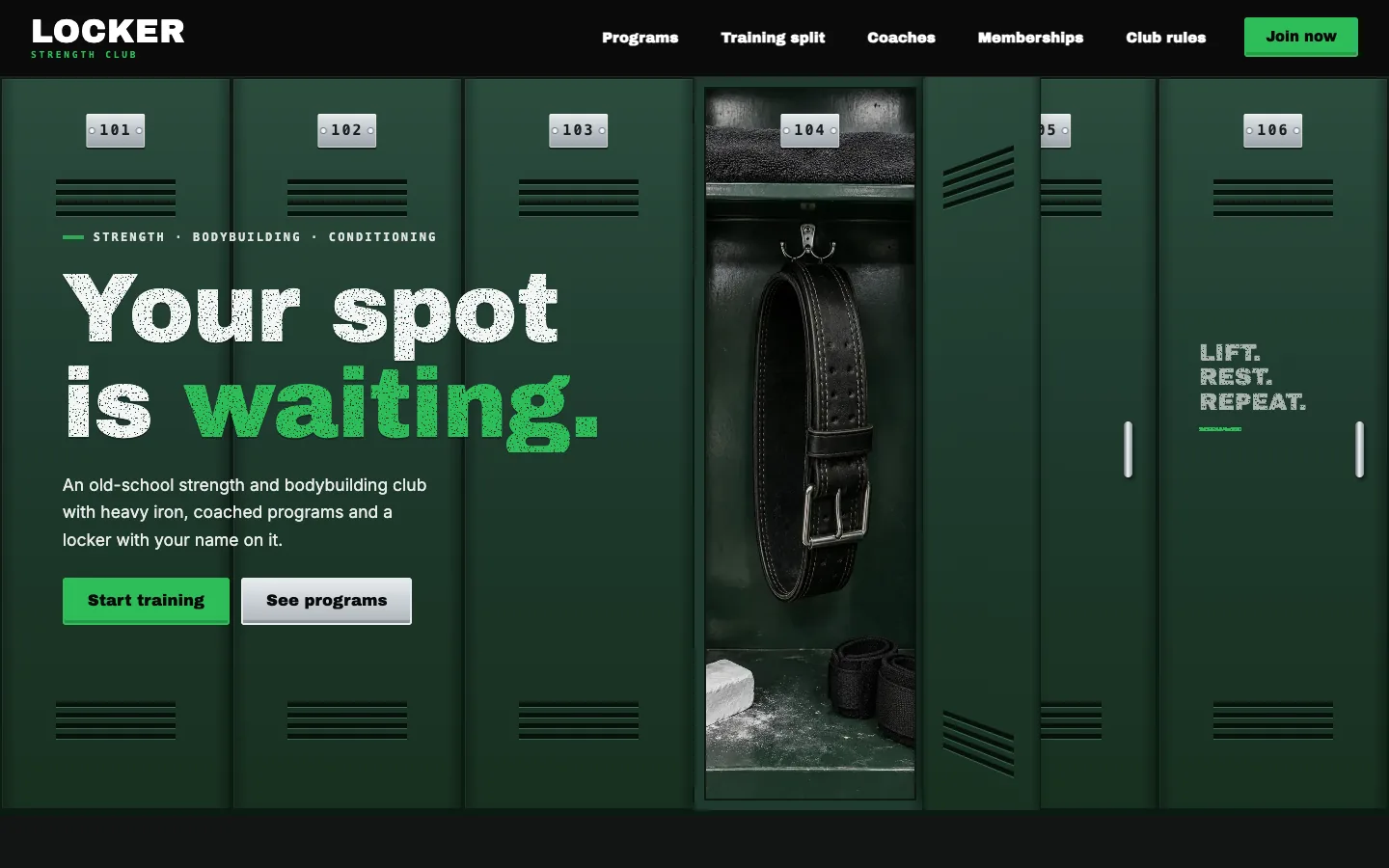 Locker website template homepage
