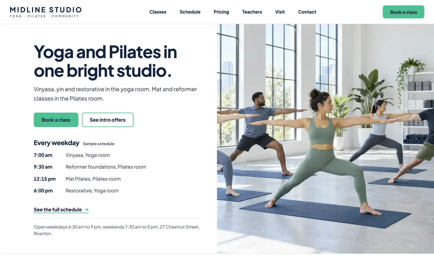 Midline website template homepage