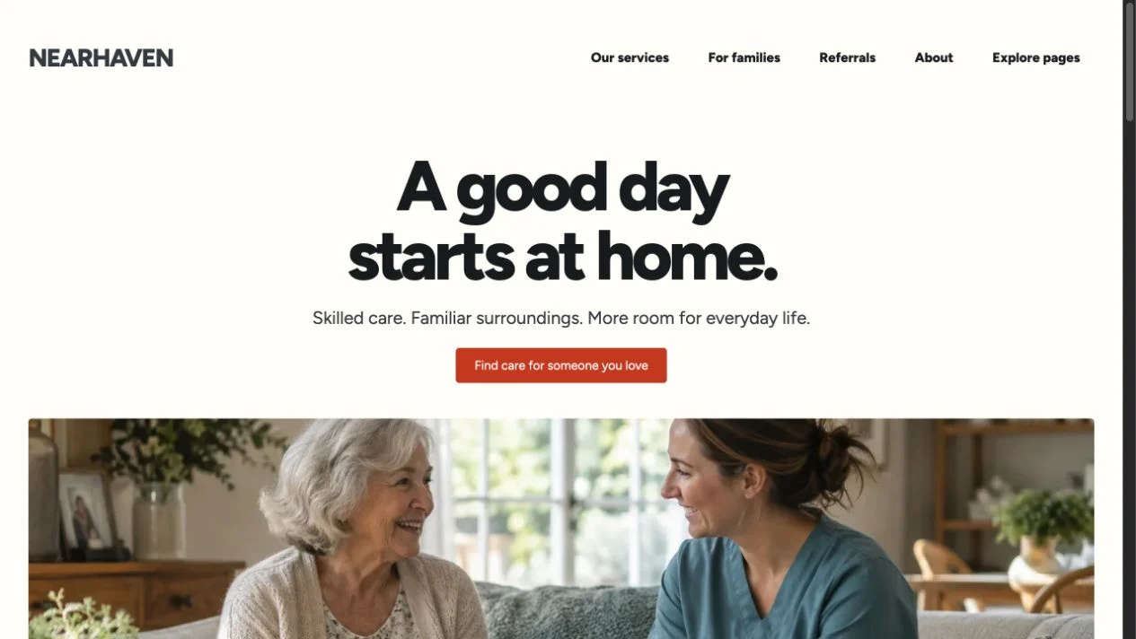 Nearhaven website template homepage