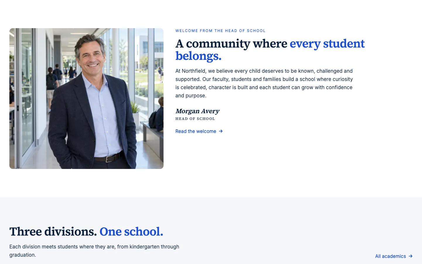 Northfield: Welcome from the head of school