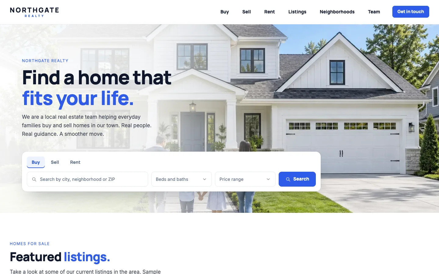 Northgate website template homepage