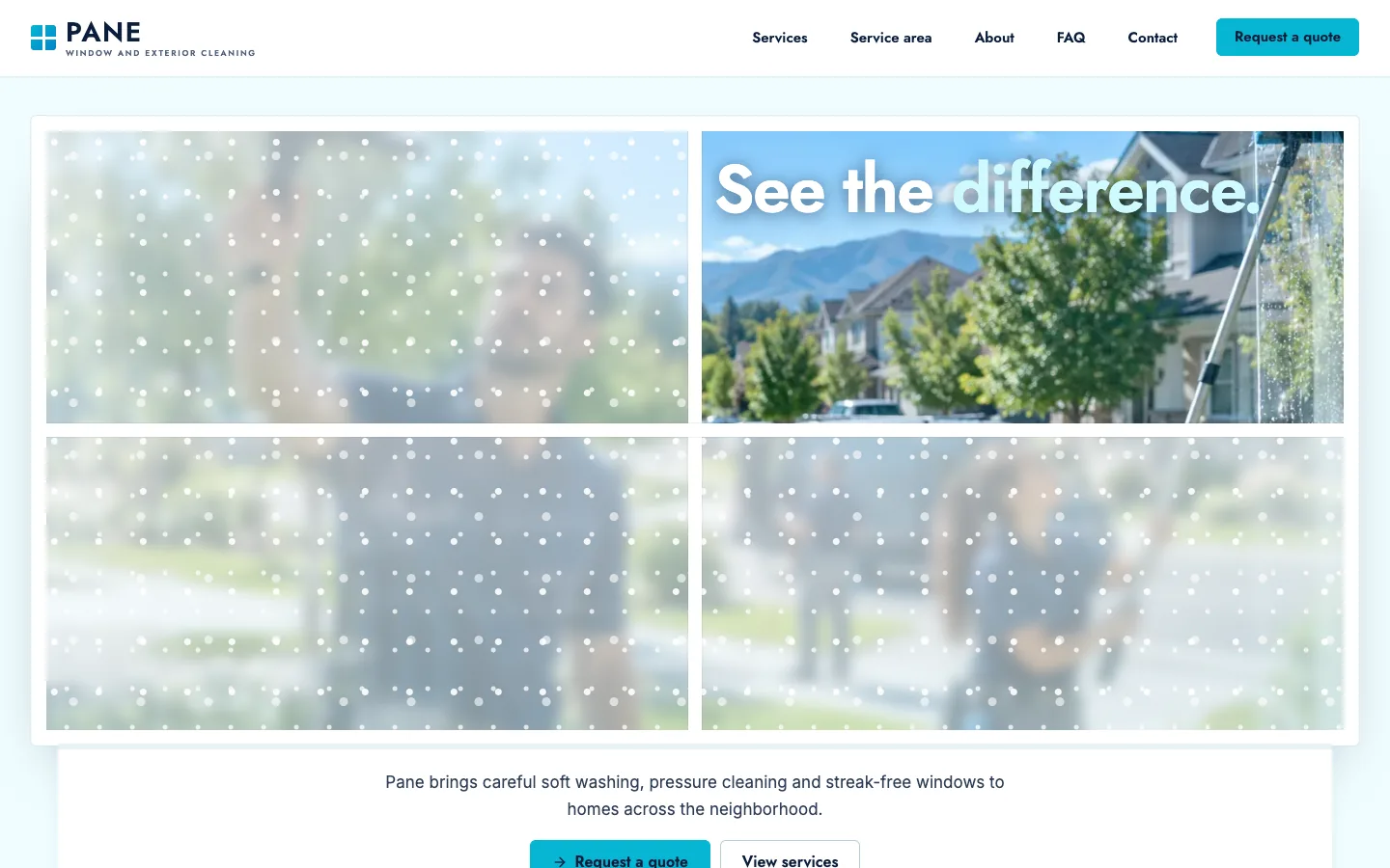 Pane website template homepage