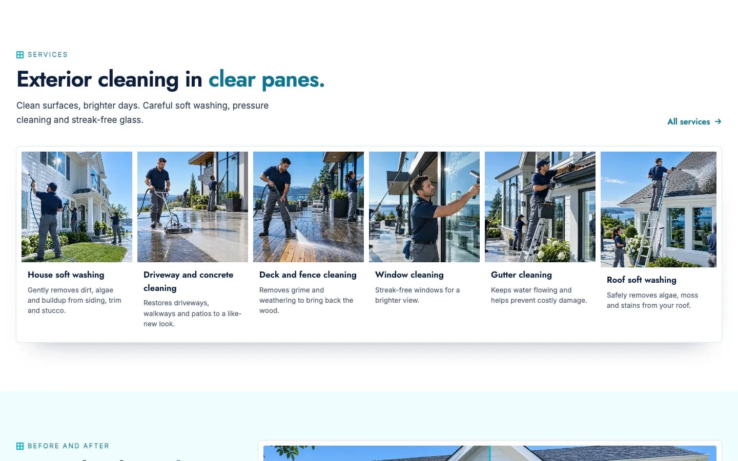 Pane: Services in clear panes