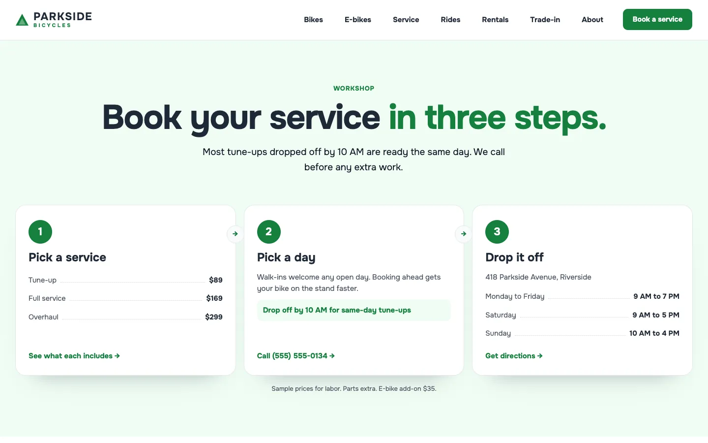 Parkside: Home / book a service