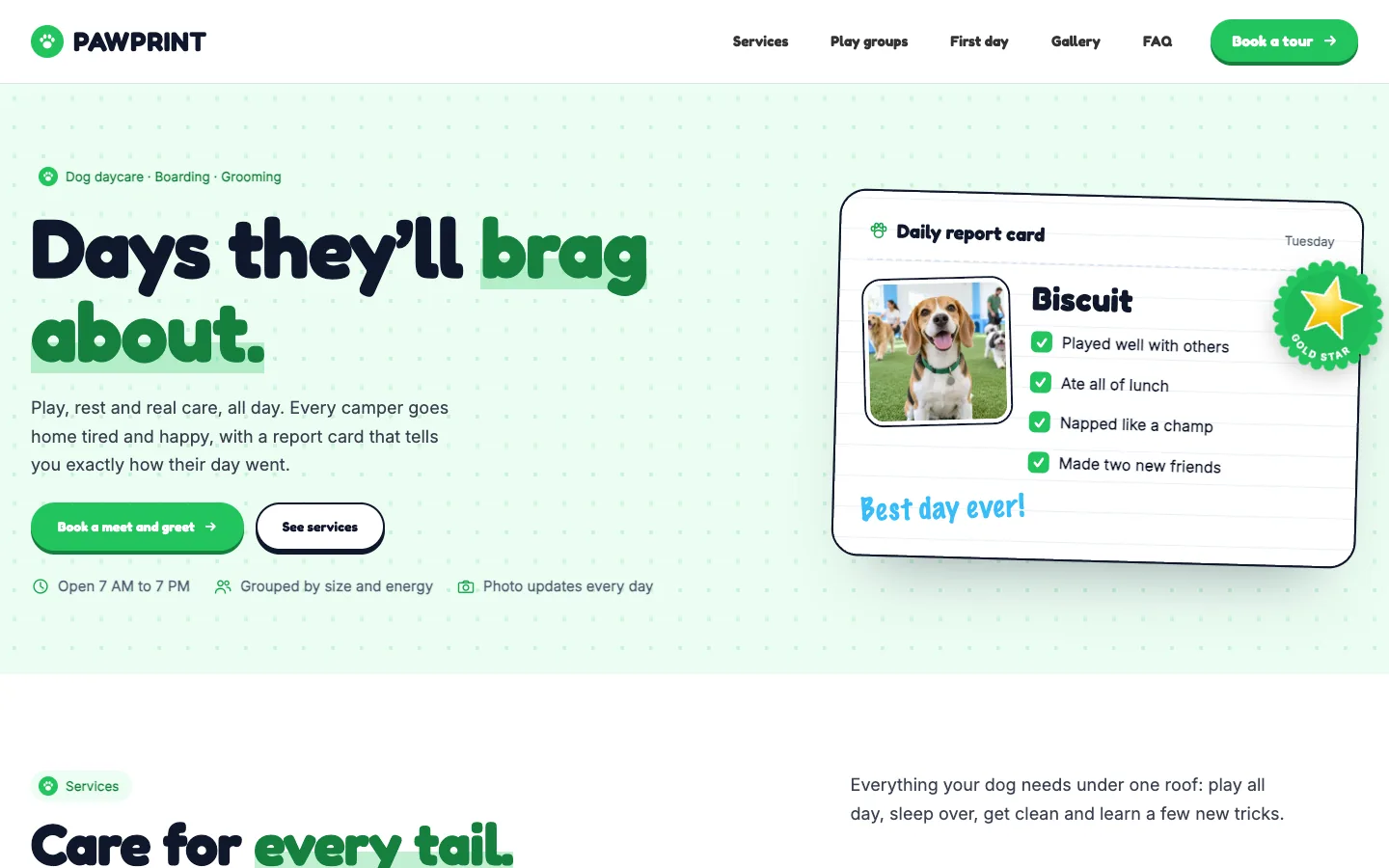 Pawprint website template homepage