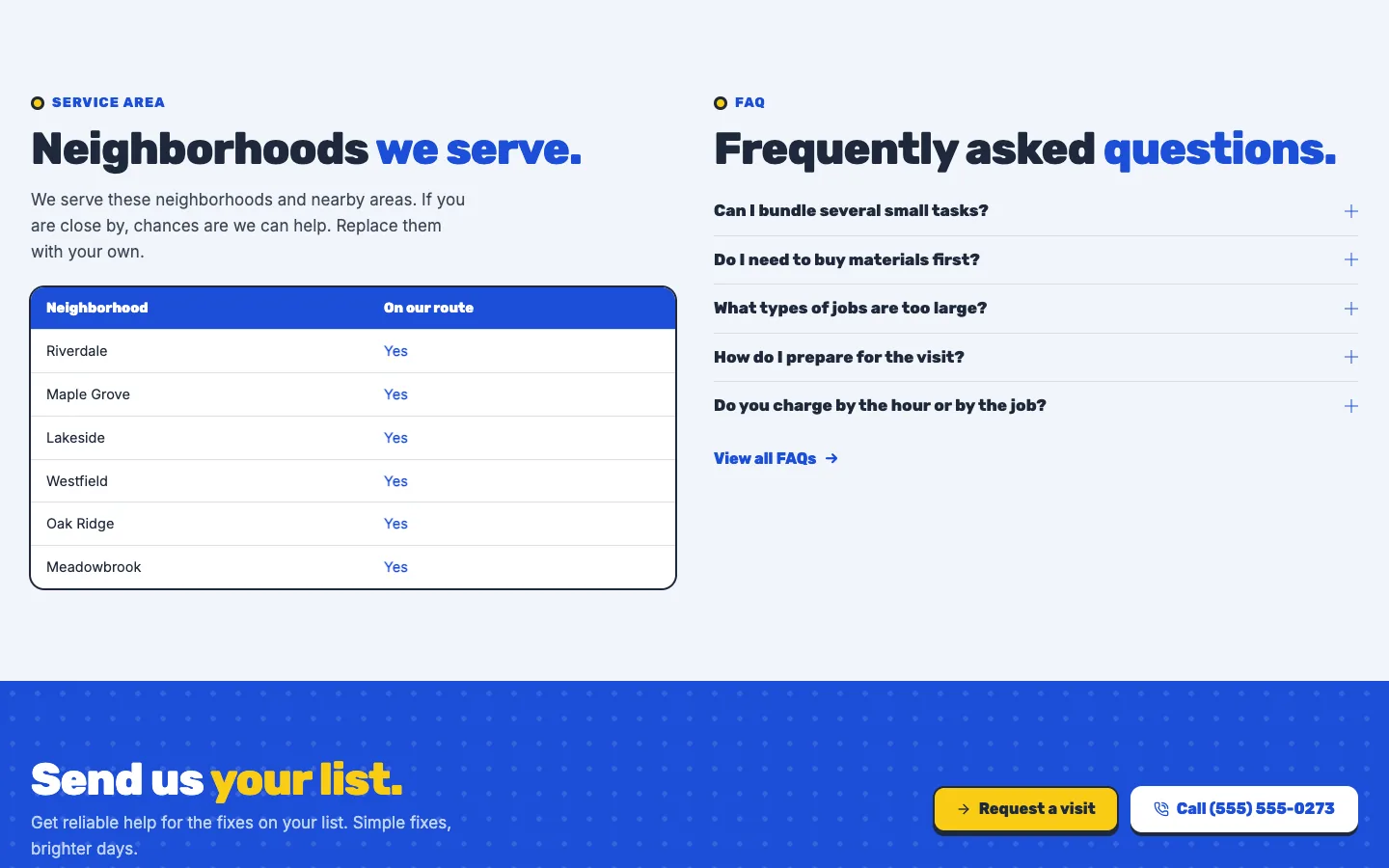 Pegboard: Neighborhoods we serve