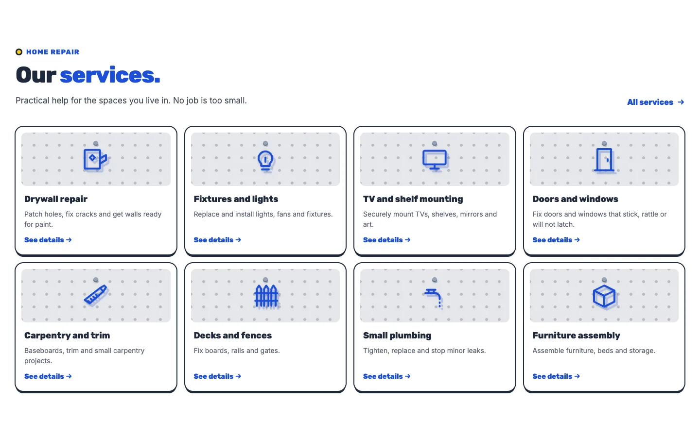 Pegboard: Services / tool tiles