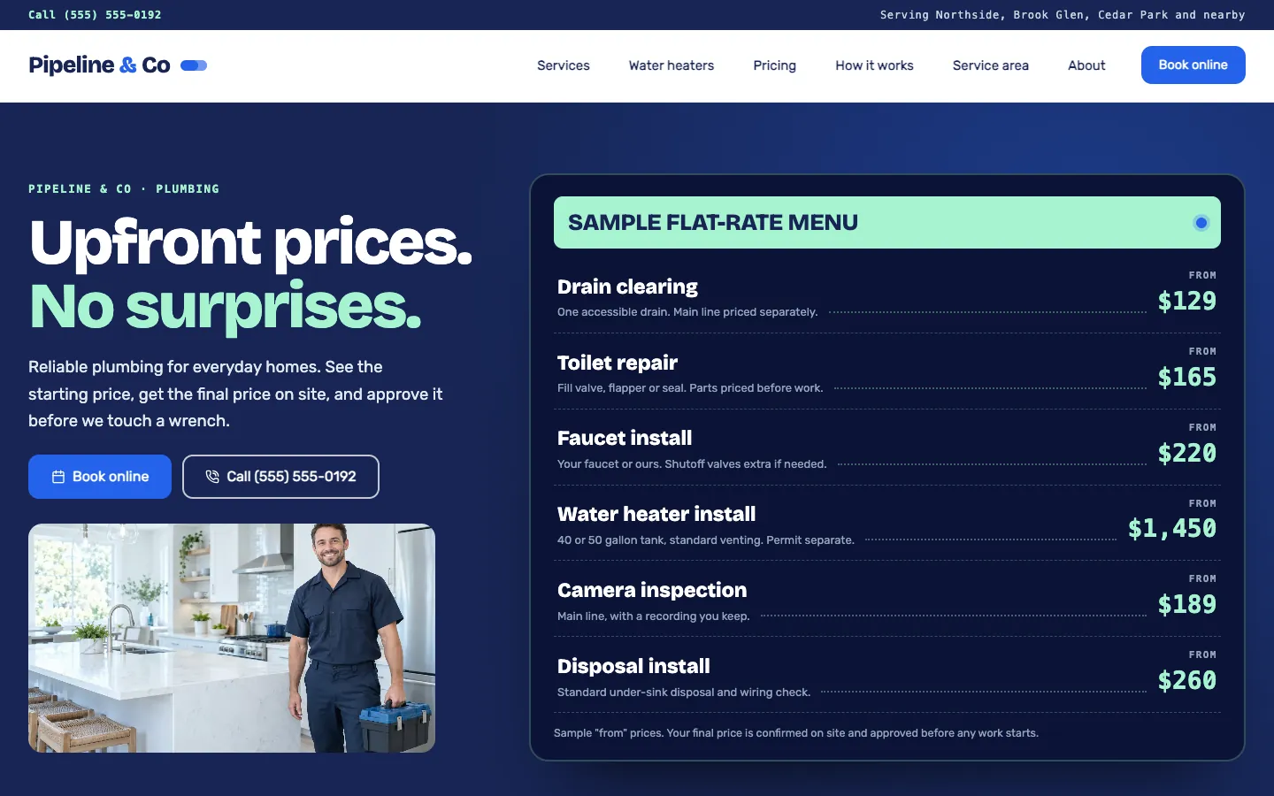 Pipeline website template homepage