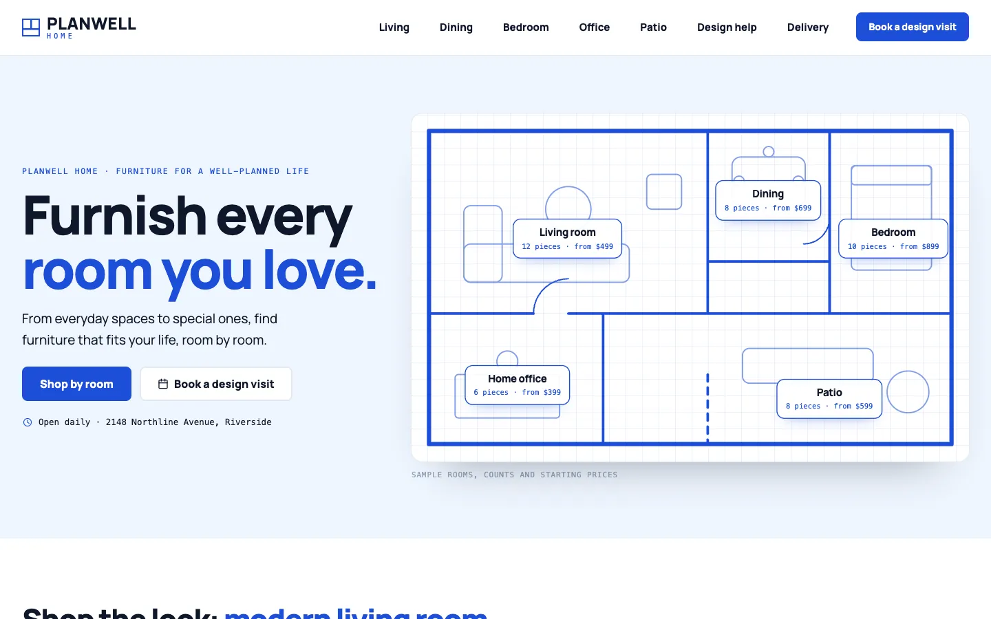 Planwell website template homepage