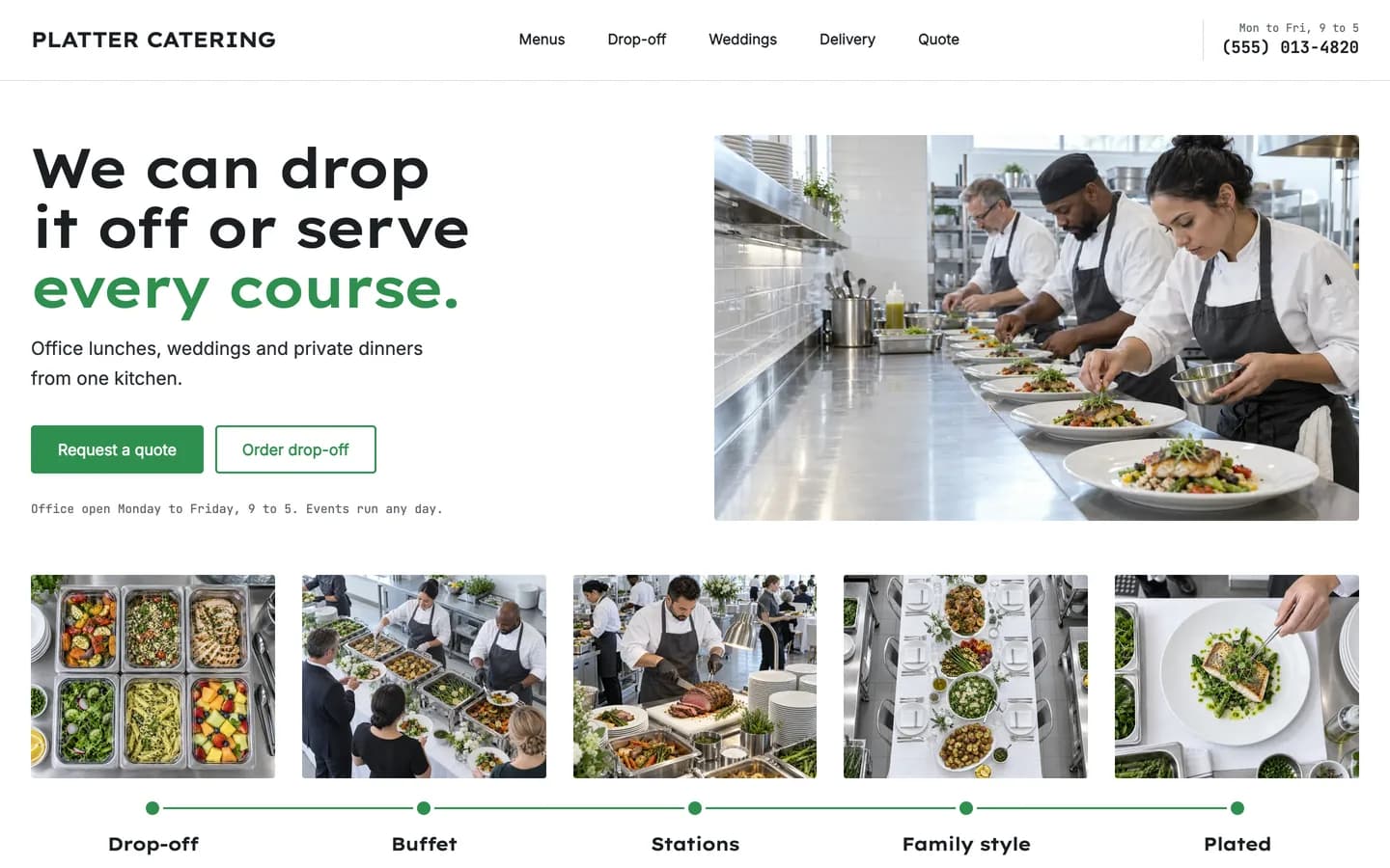 Platter website template homepage