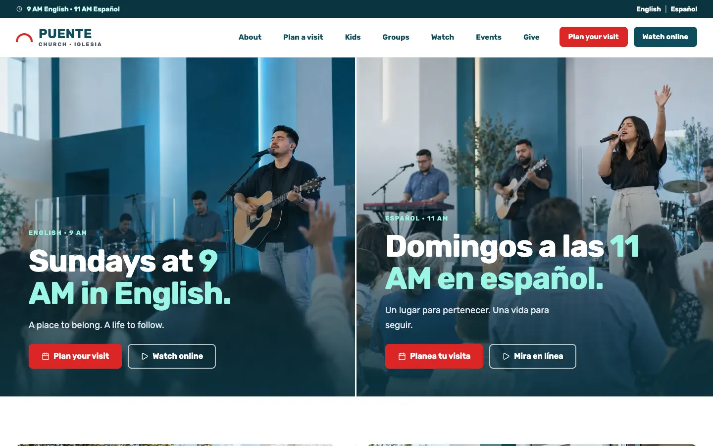 Puente website template homepage