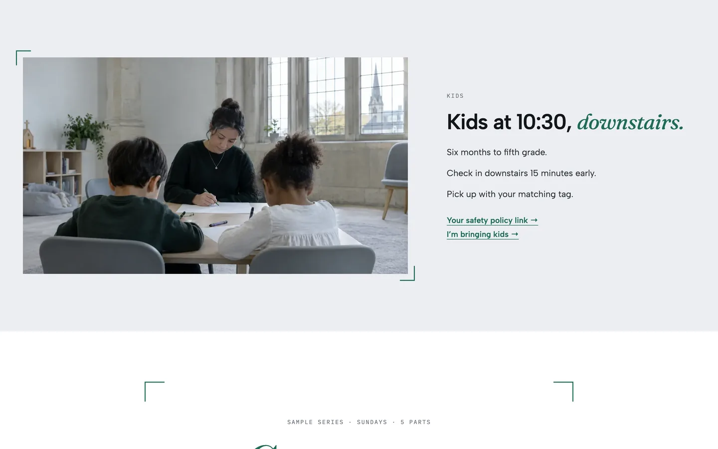 Quoin: Kids at 10:30, downstairs