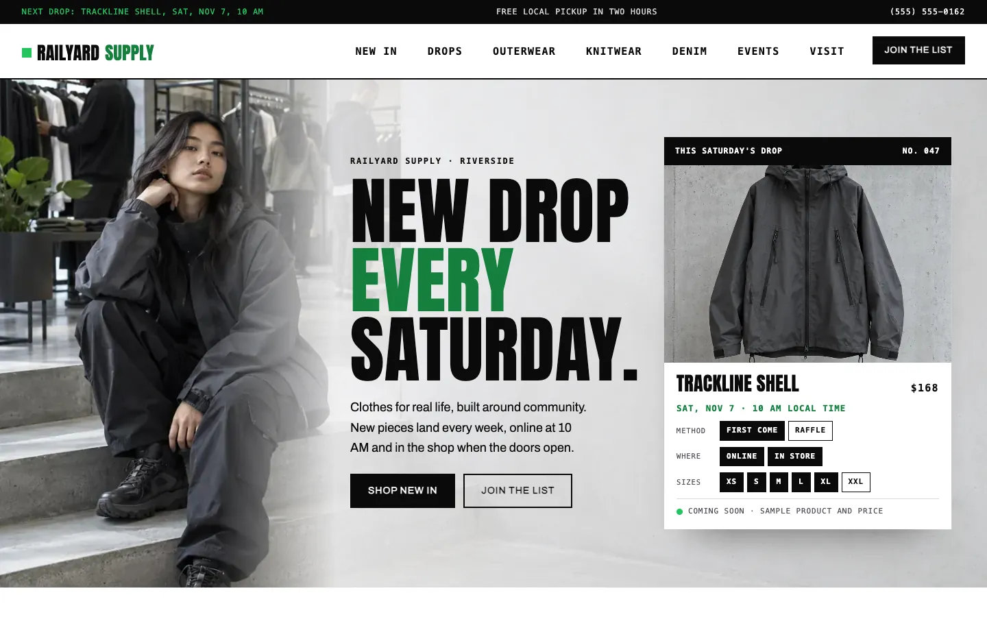 Railyard website template homepage