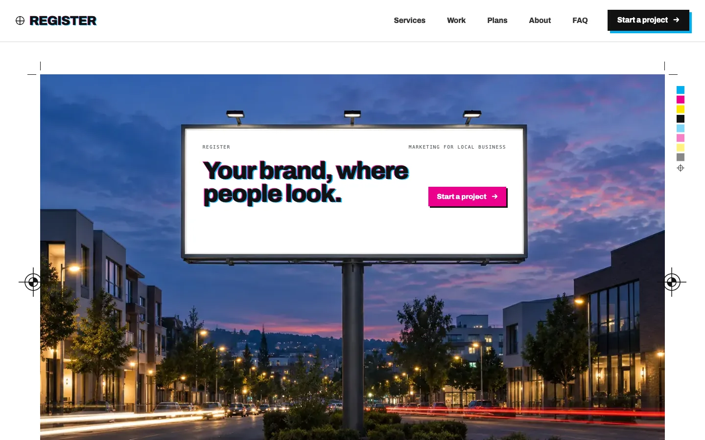 Register website template homepage
