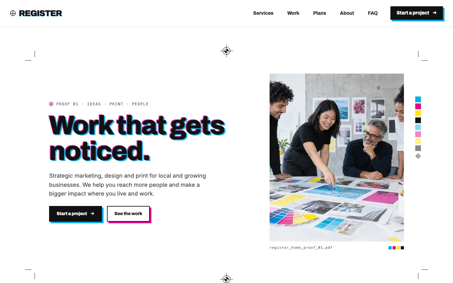 Register: Home / proof sheet