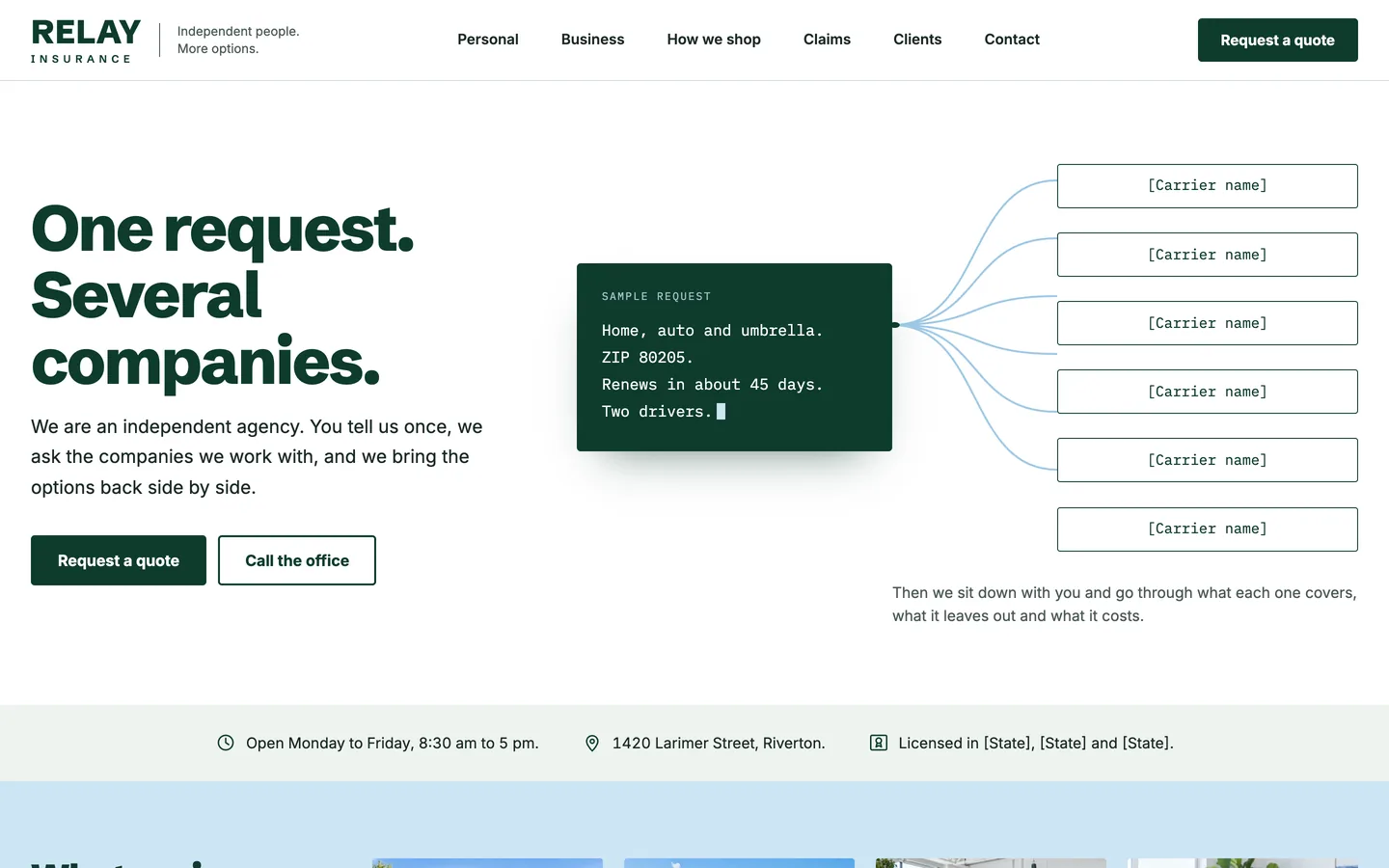 Relay website template homepage