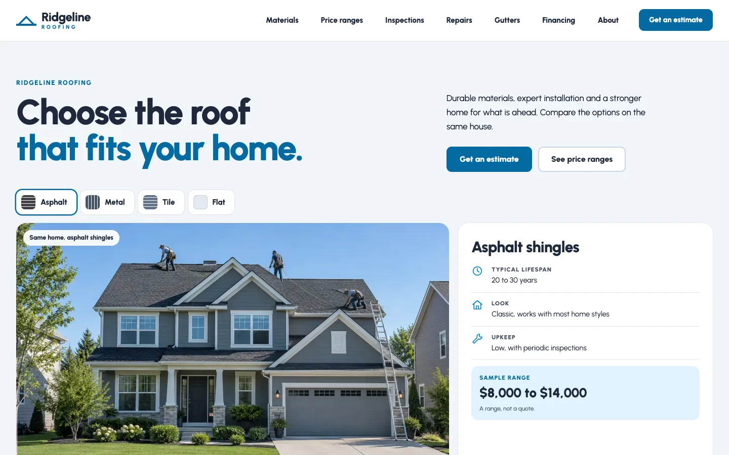 Ridgeline website template homepage