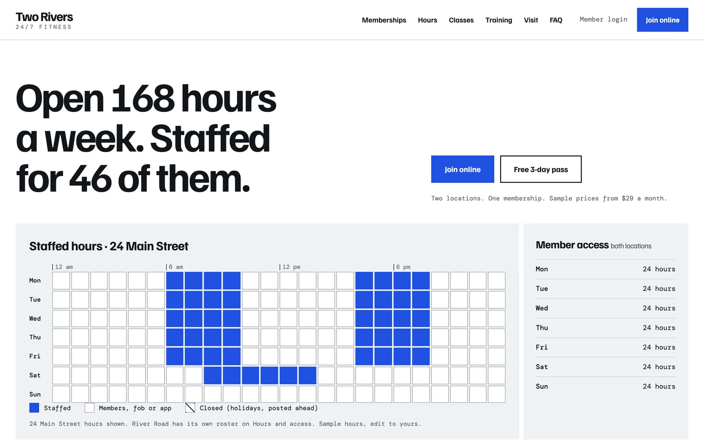 Roster website template homepage