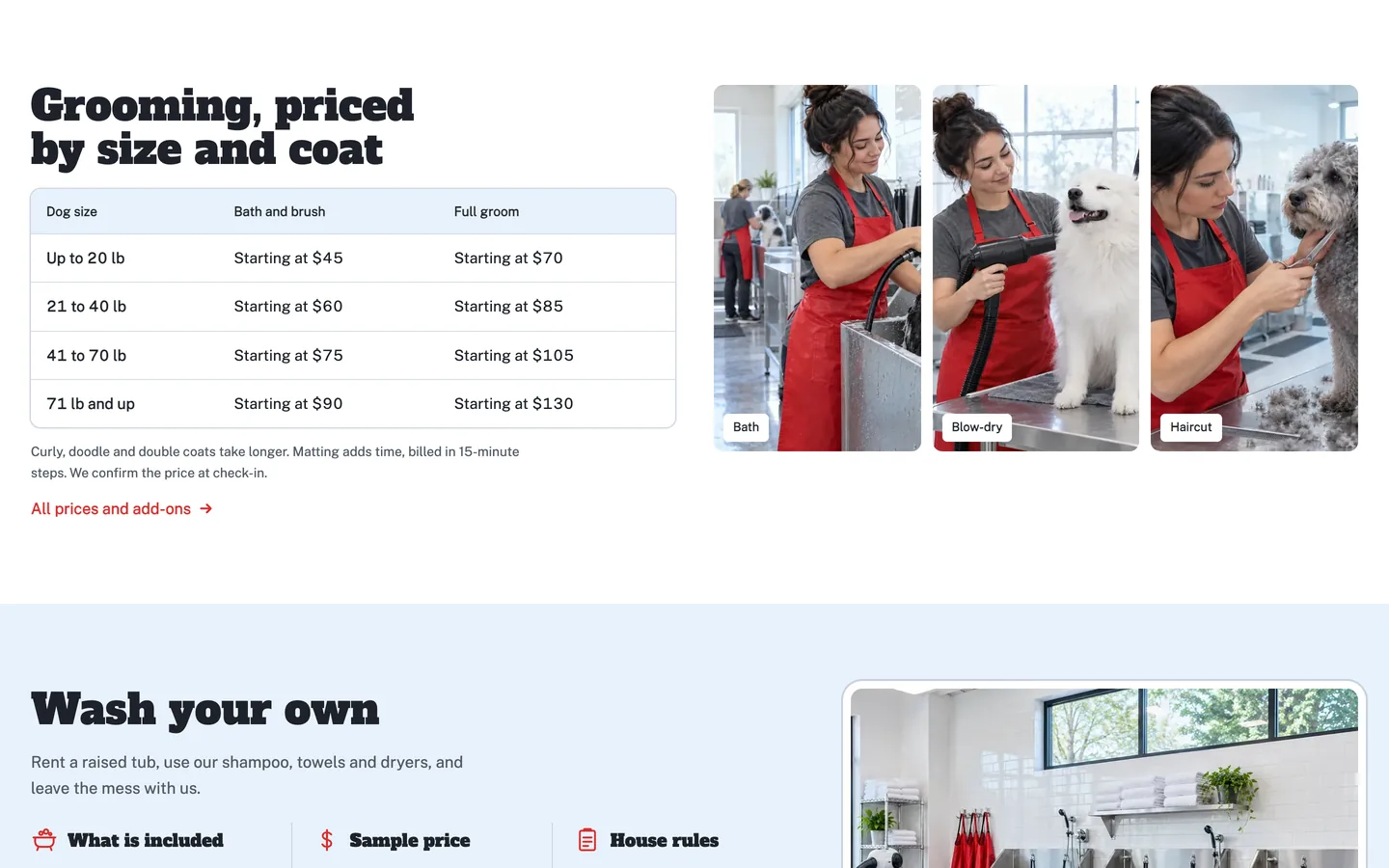 Scruff: Priced by size and coat