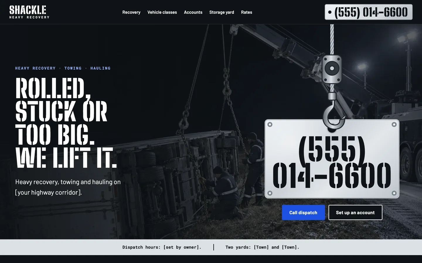 Shackle website template homepage