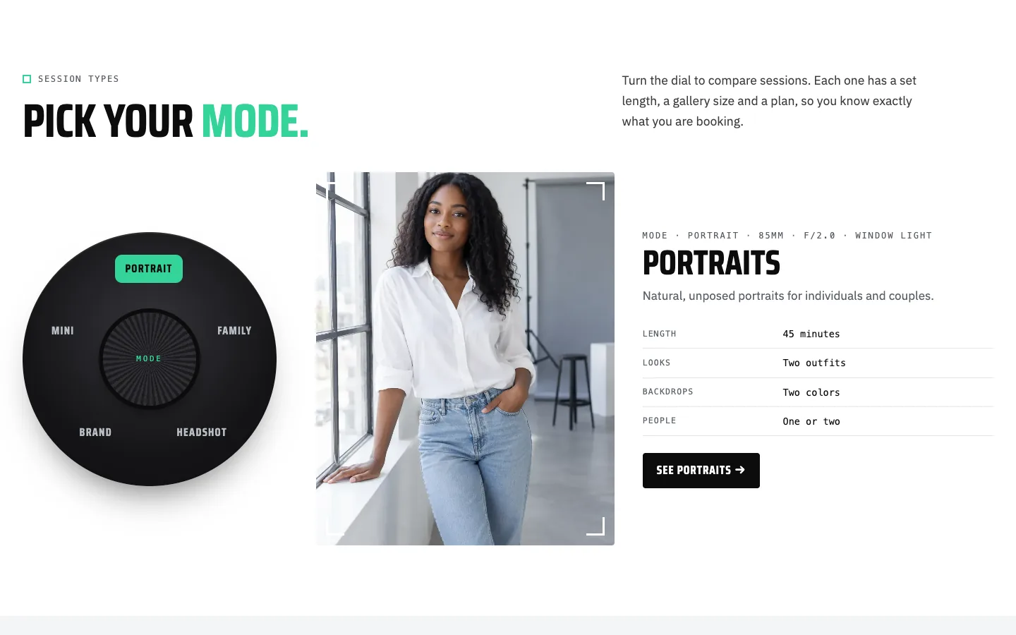 Shutter: Sessions / mode dial