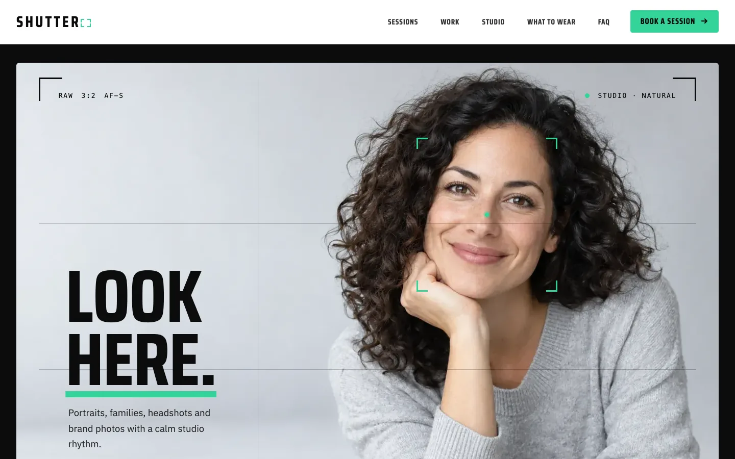 Shutter website template homepage