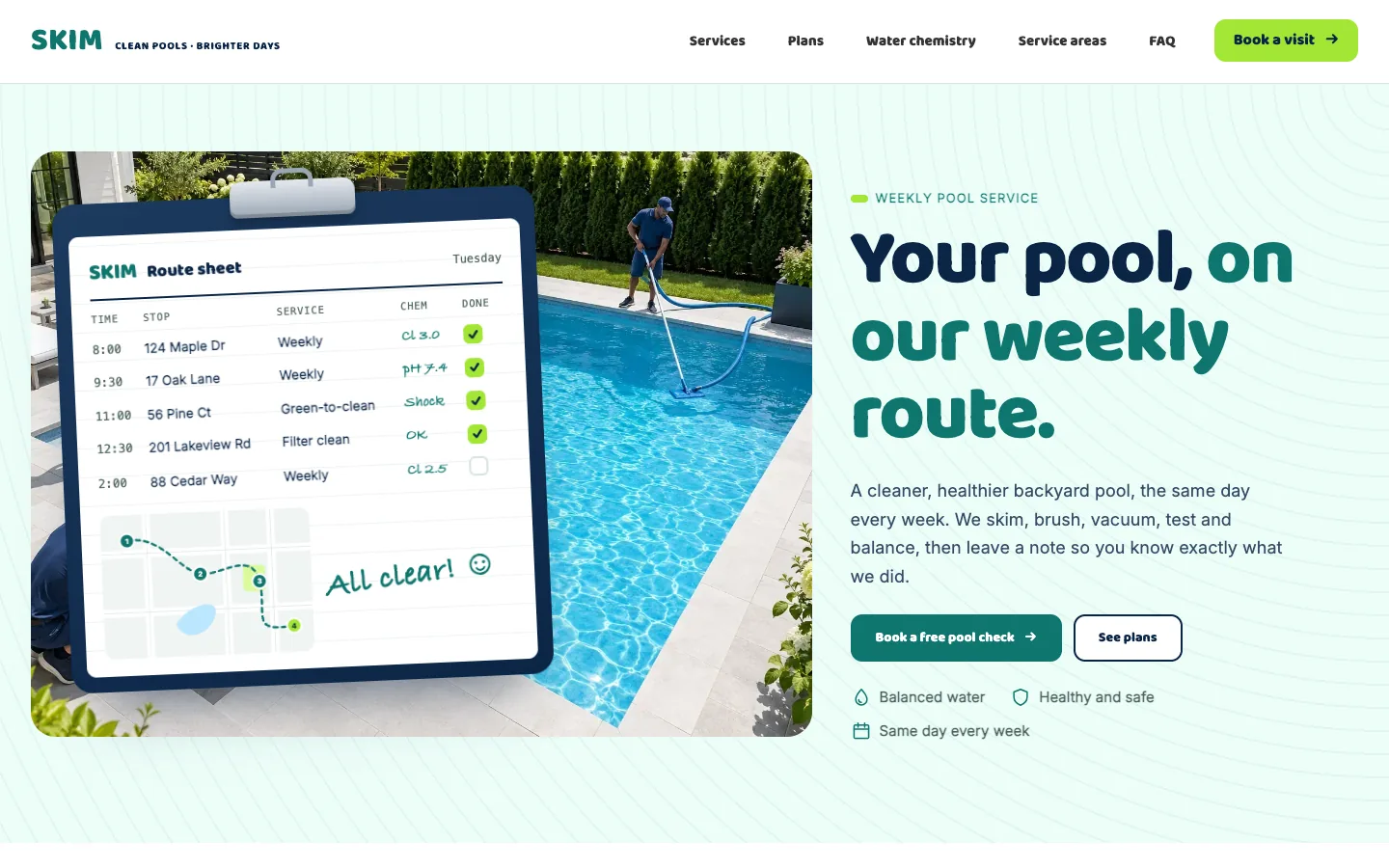 Skim website template homepage