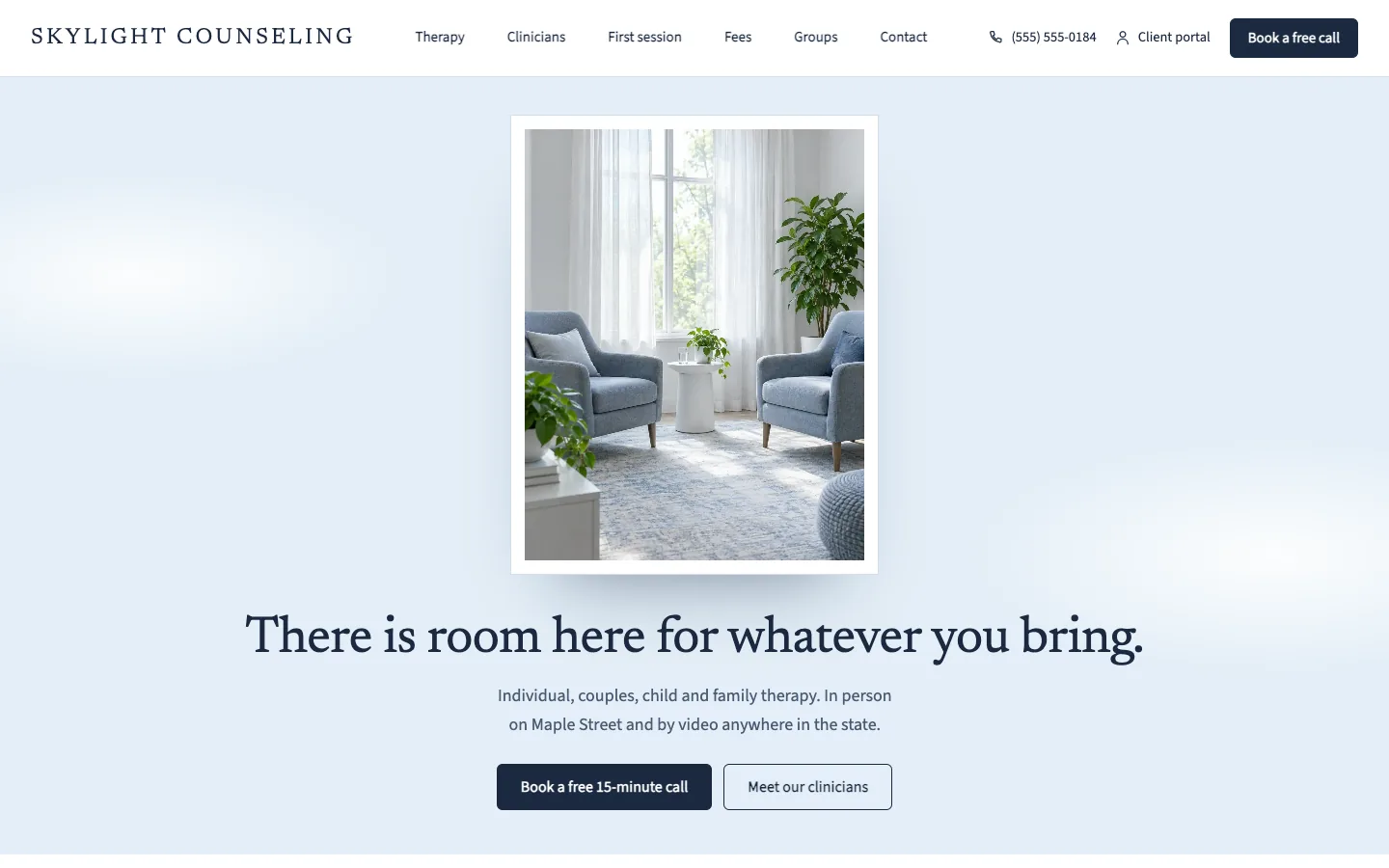 Skylight website template homepage