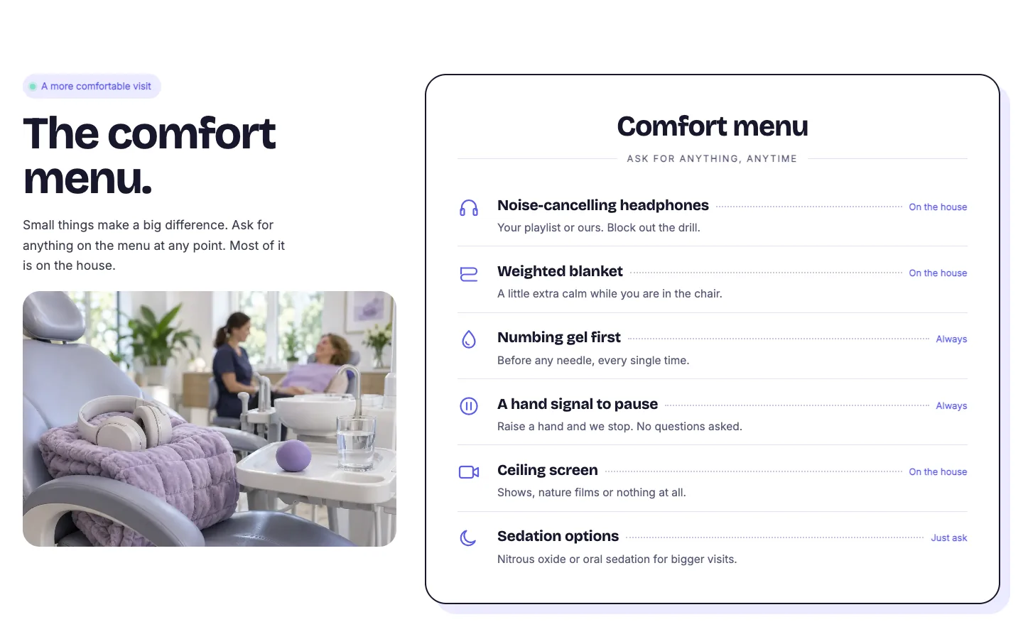 Smileline: The comfort menu
