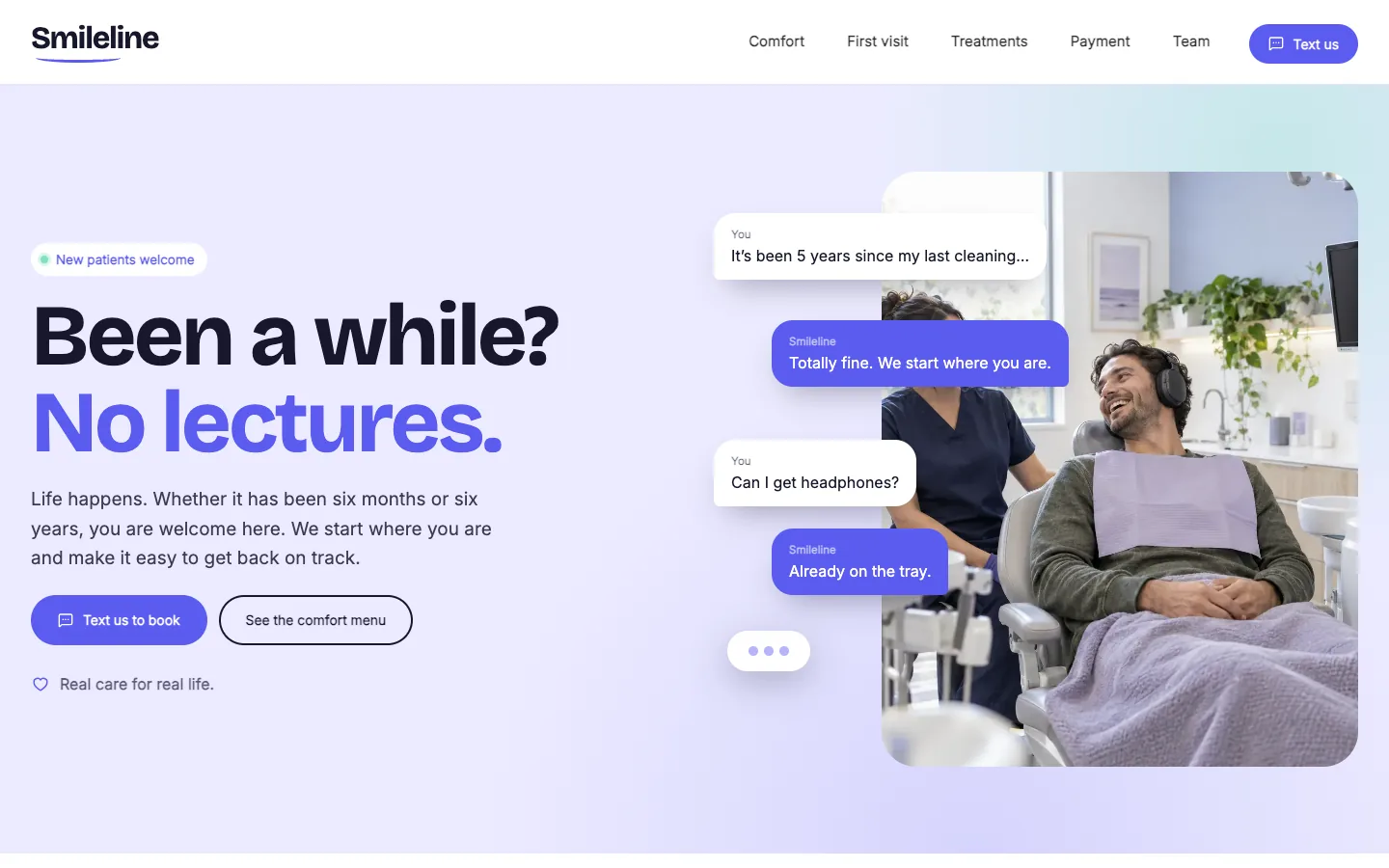 Smileline website template homepage