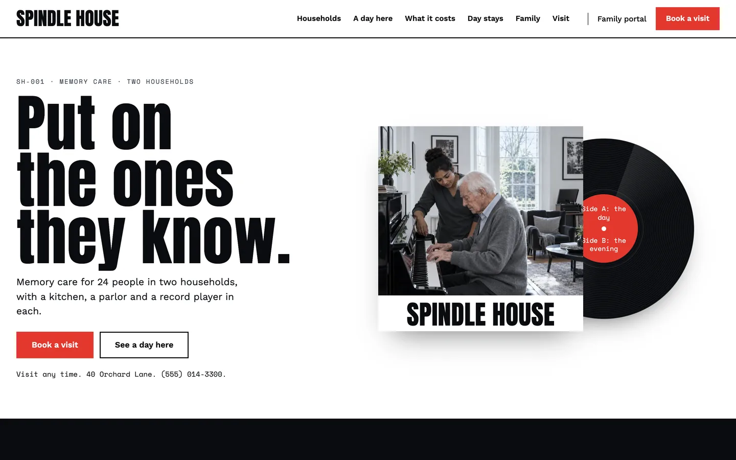 Spindle website template homepage