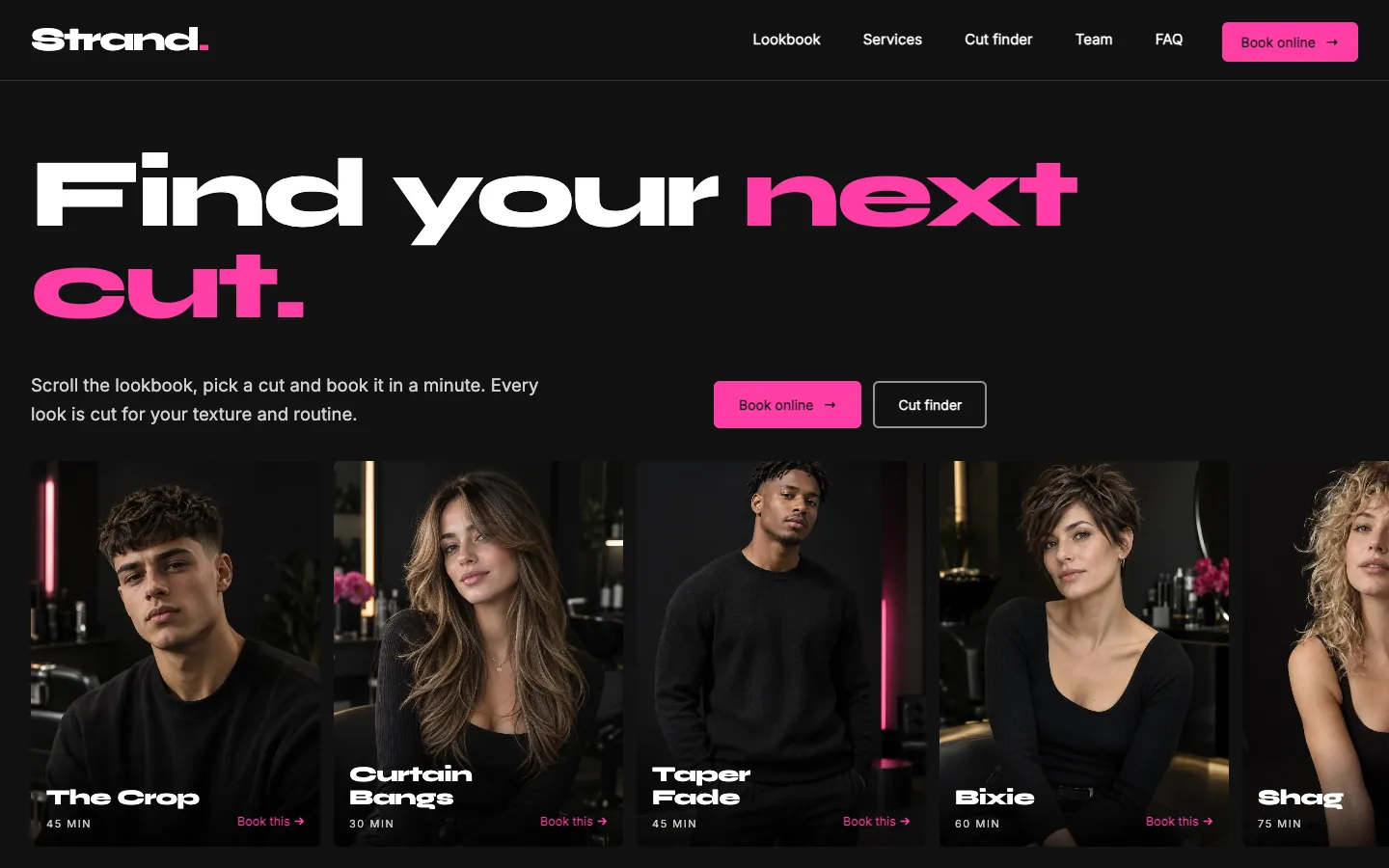 Strand website template homepage
