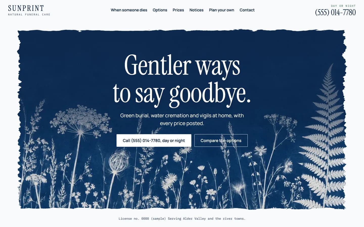Sunprint website template homepage