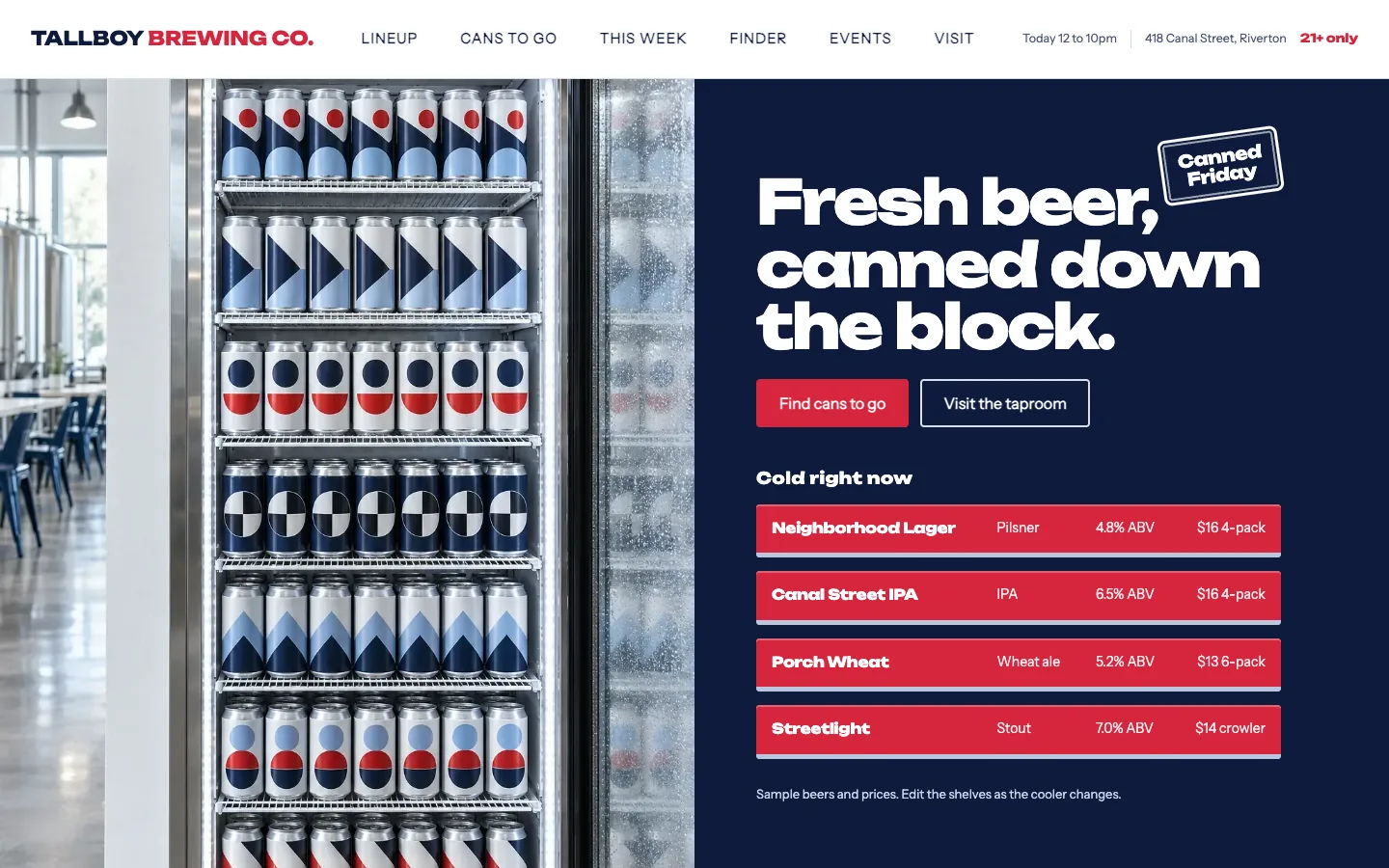 Tallboy website template homepage