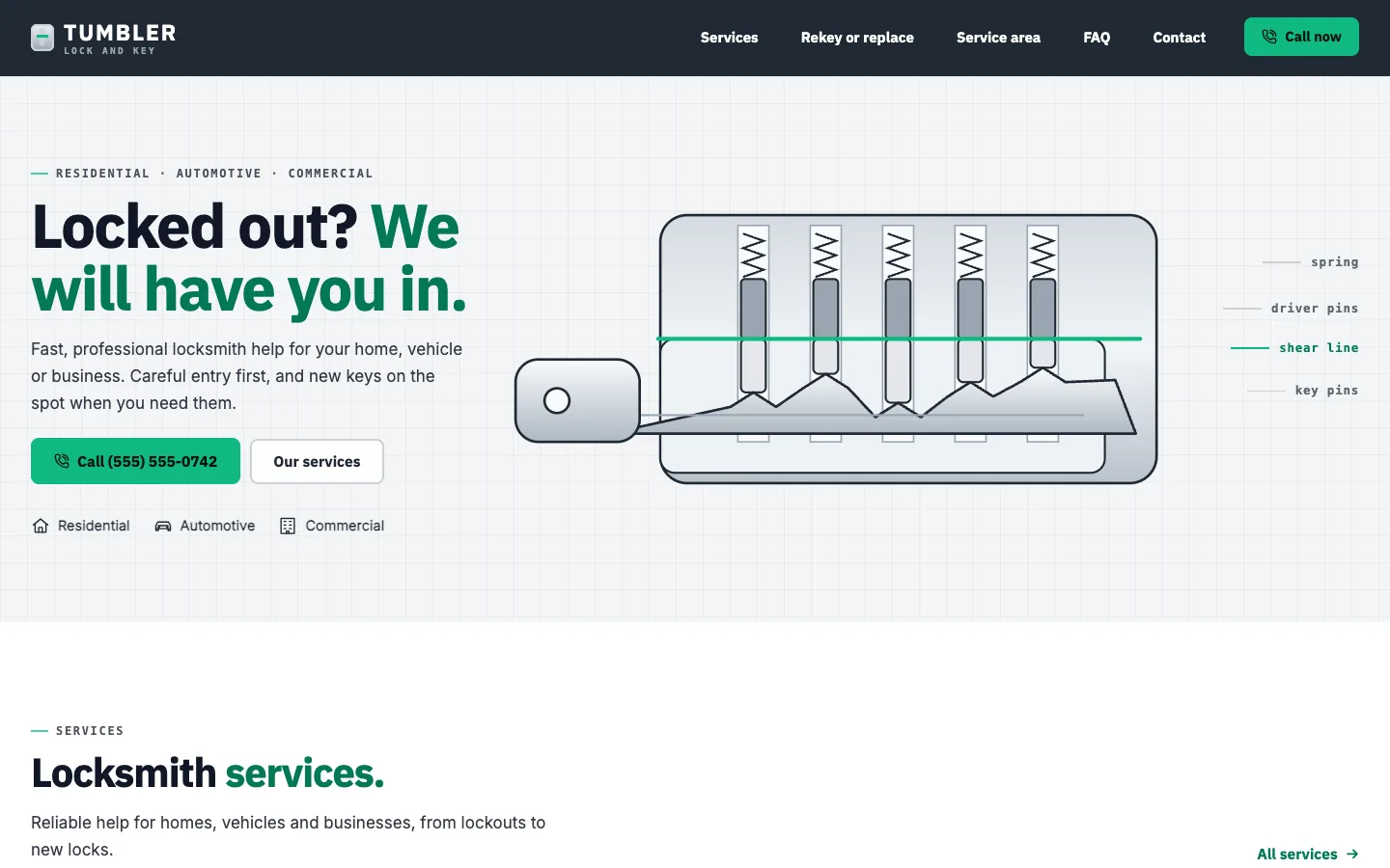 Tumbler website template homepage