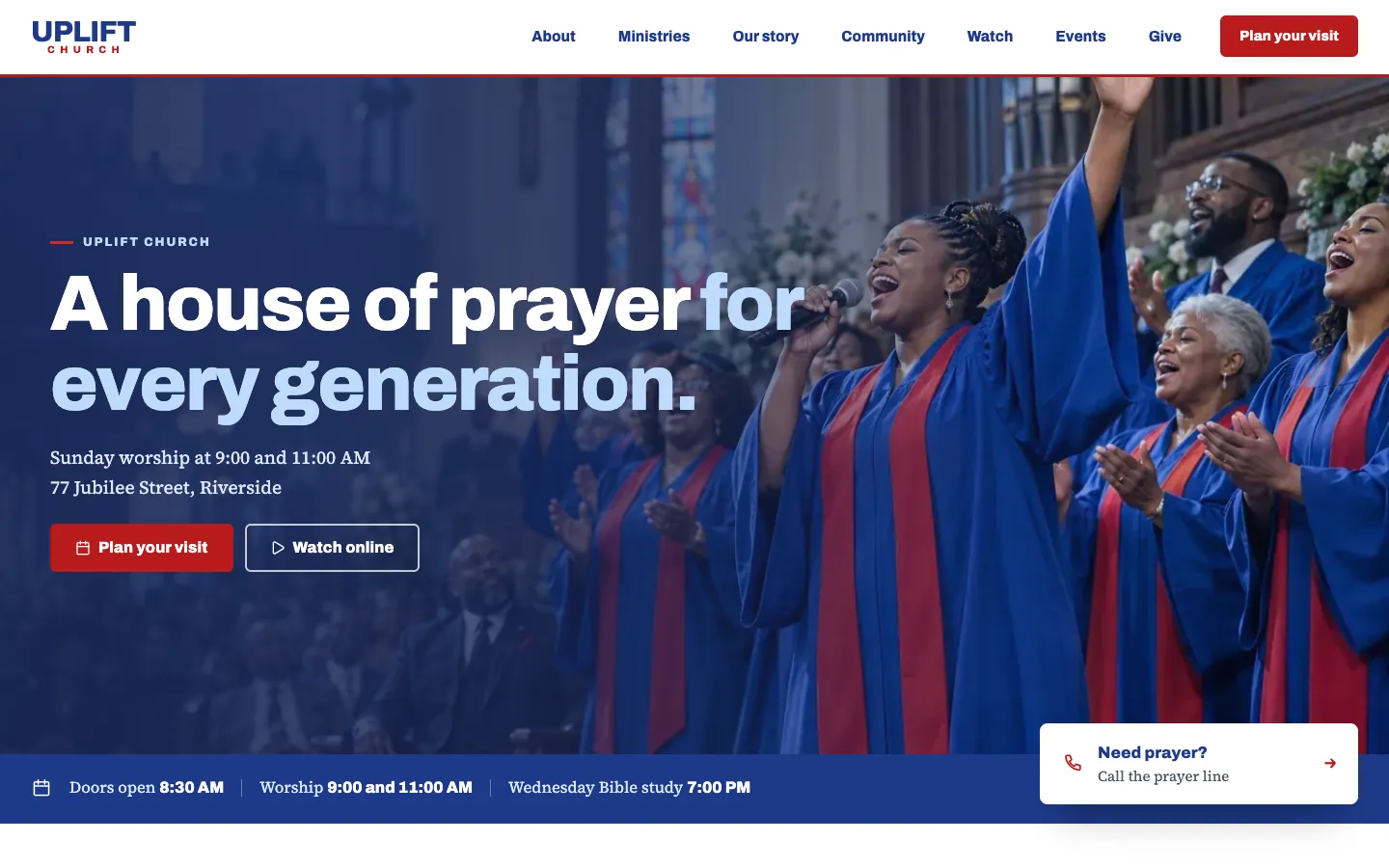 Uplift website template homepage