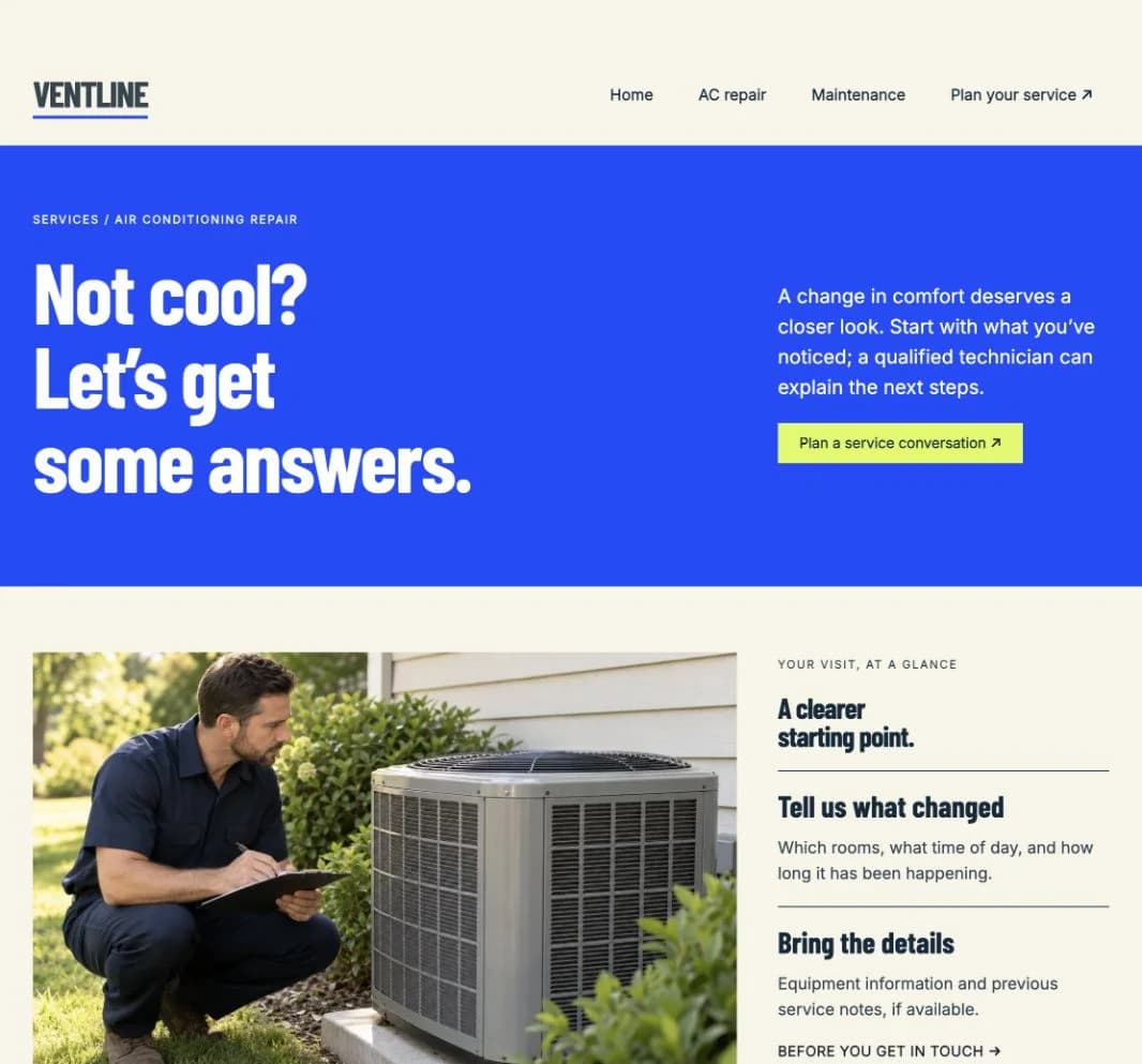 Ventline: AC repair page