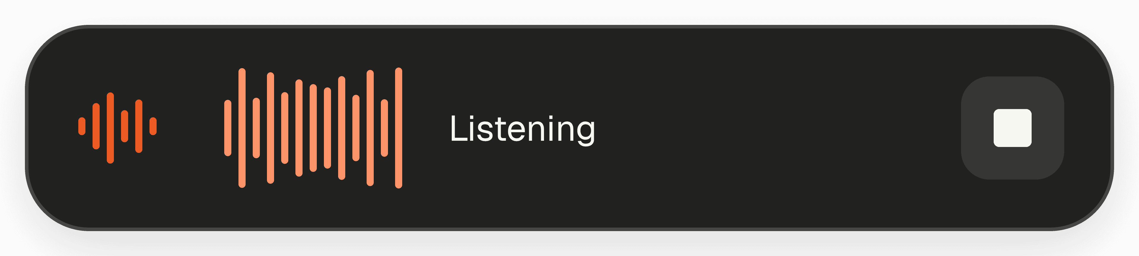 Murmur listening bar with voice levels and a stop button