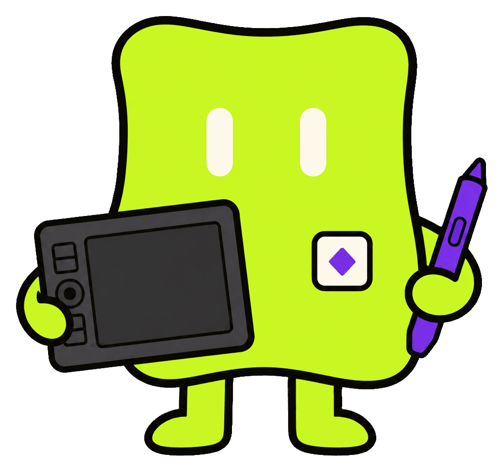 Luca, the Graphics Designer AI employee, with drawing tablet and stylus
