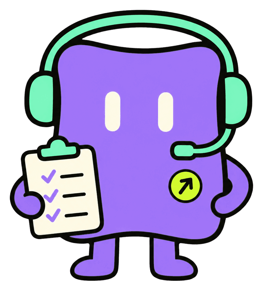 Morgan, the Operator AI employee, with a headset and task clipboard