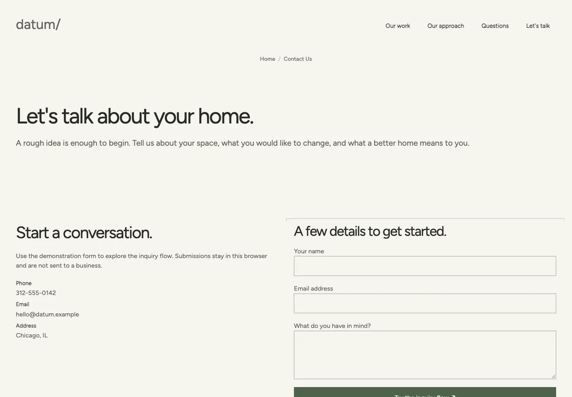 Datum: Contact & inquiry